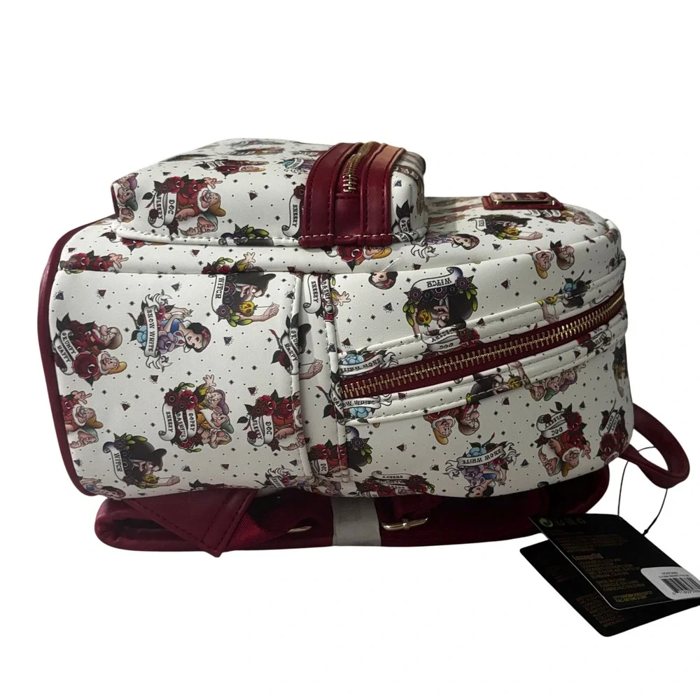 Disney Loungefly Snow White Tattoo Mini Backpack Seven Dwarfs Witch White Red